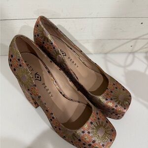 Katy Perry Collections Floral Heels - Gold and Brown